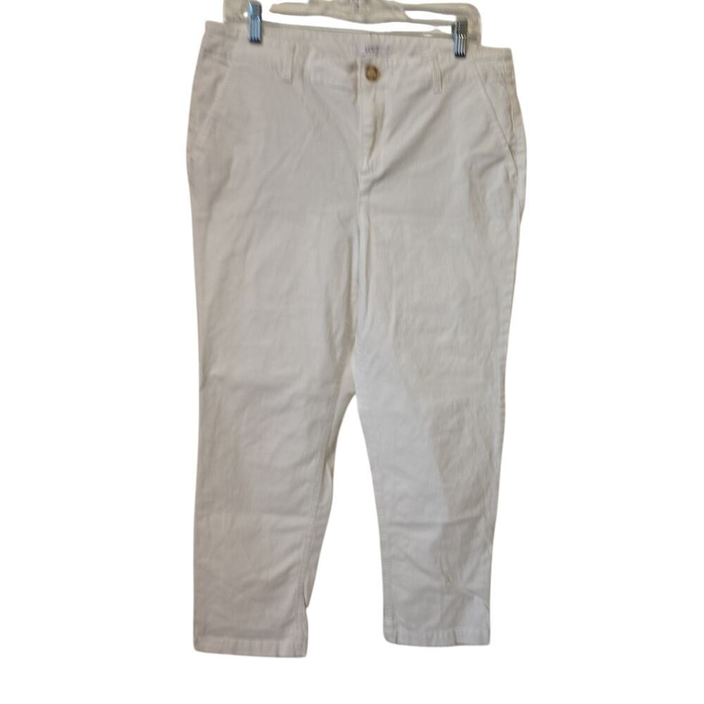 Loft Pants Size 10 Women's White The Monroe Slim Chino Office Trousers Travel